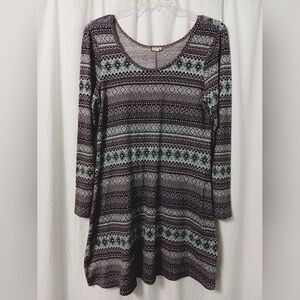 3 X$20  Eyeshadow Patterned Long Sleeve Dress Size XL